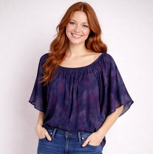 Vintage oversized Y2K Charlotte Russe flowy tie dyed empire waist blouse